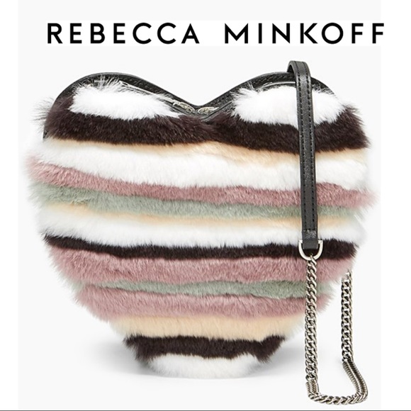 Rebecca Minkoff Handbags - NWT Genuine Rabbit Fur Heart Crossbody